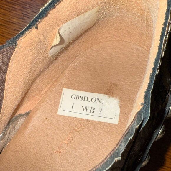 Green & Black Snakeskin Studded Harness Ankle Boots | Western Boho Rocker Bootie - Picture 13 of 13